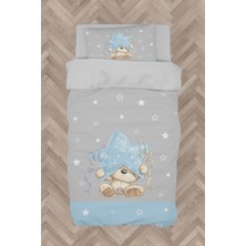 Mekta Home  Yıldız ve Ayıcık Desenli Mavi Çizgili Nevresim Takımı