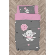 Mekta Home  Pembe Filli Balonlu Desenli Nevresim Takımı