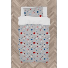 Mekta Home  Mavi Kırmızı Yıldız Desenli Nevresim Takımı