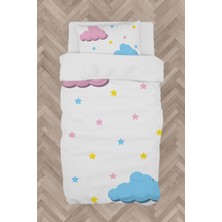 Mekta Home  Pembe Mavi Bulut Desenli Nevresim Takımı