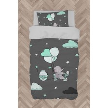 Mekta Home  Yeşil Bulutlu ve Bisikletli Fil Desenli Nevresim Takımı