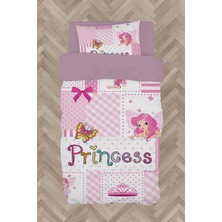Mekta Home  Princess Desenli Pembe Nevresim Takımı