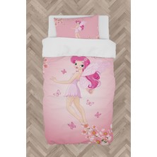 Mekta Home  Uçan Prenses Kız ve Çiçek Desenli Nevresim Takımı