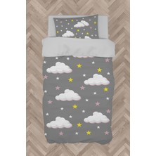 Mekta Home  Bulut ve Yıldız Desenli Çerçeveli Nevresim Takımı