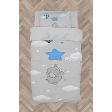 Mekta Home  Mavi Yıldızlı Fil Desenli Nevresim Takımı