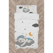 Mekta Home  Sevimli Mavi Uyuyan Ayı Desenli Nevresim Takımı