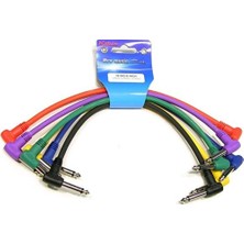 Kirlin Kırlın I6-243-0,15M-6PACK Pedal Ara Kablosu (6'lı Set) | 6 Farklı Renk ile Pedalboard Düzeni L Tipi Kısa Jaklar ve Net Sinyal Geçişi