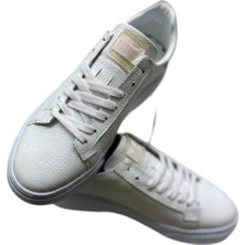 Sula Erkek Bağcıklı Deri Beyaz Içi Deri Dikişli Faylon Taban Sneakers AYAKKABI-0396-BEYAZ