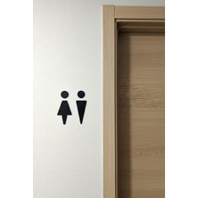 Retro Atölyem 12 cm Siyah Mdf Wc Kapı Işareti Seti - Kadın Erkek Figürlü - Çift Taraflı Bantlı