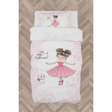 Mekta Home  Balerin Kız ve Kedi Desenli Motifli Nevresim Takımı