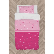 Mekta Home  Iki Renkli Yıldızlı Pembe Nevresim Takımı