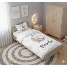 Mekta Home Ayda Uyuyan Sevimli Ayı Desenli Nevresim Takımı 160 x 220 cm Pamuk ve Polyester Kumaş