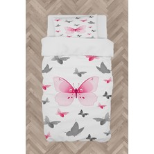 Mekta Home  Pembe Kelebek Desenli Nevresim Takımı