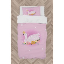 Mekta Home  Pembe Kuğu Desenli Nevresim Takımı