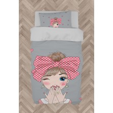 Mekta Home  Fiyonklu Kız Desenli Nevresim Takımı