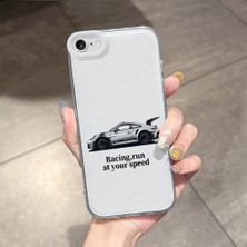 HONTINGA iPhone 7 ile Uyumlu Kılıfı Şeffaf Kamera Korumali Spor Araba Desen Airbag Yumuşak Silikon Telefon Kılıfı K5-0262