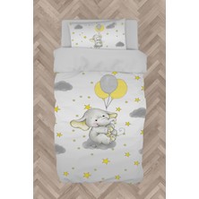 Mekta Home  Gri Bulutlu Sevimli Fil Desenli Nevresim Takımı