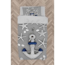 Mekta Home  Çapa Desenli Gri Nevresim Takımı