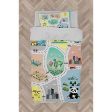 Mekta Home  Hayvan Ağaç ve Yol Figür Desenli Nevresim Takımı