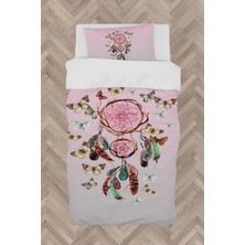 Mekta Home  Kelebek Desenli Pembe Nevresim Takımı