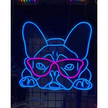 Neonled French Bulldog Neon LED Figür Dekoratif Aydınlatma (52X49 Cm)