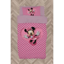 Mekta Home  Büyük Kalpli Minnie Mause Desenli Nevresim Takımı