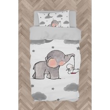 Mekta Home  Tavşan Taşıyan Fil Desenli Nevresim Takımı