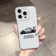 HONTINGA iPhone 16 Pro ile Uyumlu Kılıfı Şeffaf Kamera Korumali Spor Araba Desen Airbag Yumuşak Silikon Telefon Kılıfı K5-0262