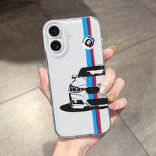 HONTINGA iPhone 16 ile Uyumlu Kılıfı Şeffaf Kamera Korumali Airbag Yumuşak Silikon Telefon Kılıfı Bmw Desen K5-0253