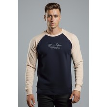 Rizzup Erkek Lacivert Fitilli Şardonlu Sweatshirt - Pamuklu, Likralı, Rahat Kalıp Sweatshirt 2601510