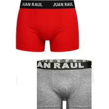 Rizzup Erkek Gri-Kırmızı Boxer Seti – Esnek, Rahat ve Nefes Alan Kumaş 2'li Boxer 2603121