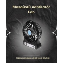 Renklime Şarjlı USB Fan – Masaüstü Mini Vantilatör, Taşınabilir, Işıklı, 3 Kademeli, Sessiz