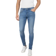 Rizzup Likralı Taşlanmış Dar Kesim Kot Pantolon Slim Fit Mavi Erkek Jean 2608440