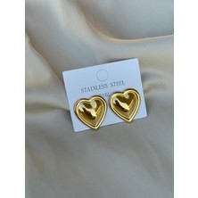Hercy 316 L Paslanmaz Çelik Gold Kalp Model Küpe | Kalp Küpe