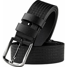 Rizzup Erkek Siyah Kare Desenli Hakiki Deri 4 cm Kemer – Spor Günlük Model Kemer 2402620