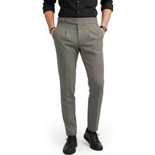 Rizzup Erkek Haki Likralı Italyan Kesim Pileli Kemer Tokalı Şık Kumaş Pantolon 2601020