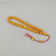 Lapisdo Sıkma Kehribar Basık Küre Kesim Omari Sistemli 9X11MM Tesbih-Sarı