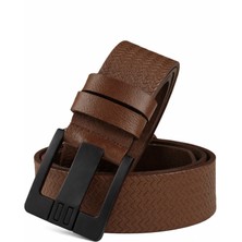 Rizzup Açık Kahve Hakiki Deri Lazer Desenli Spor Erkek Kemer Siyah Tokalı Kısaltılabilir 2602663