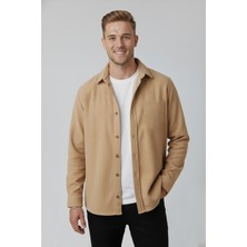 Rizzup Erkek Camel Kadife Fitilli Rahat Kesim Gömlek Yumuşak Dokulu Likralı Kadife Gömlek 2600758