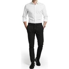 Rizzup Erkek Siyah Likralı Gofre Kumaş Beli Lastikli Ipli Slim Fit Günlük Pantolon 2600650
