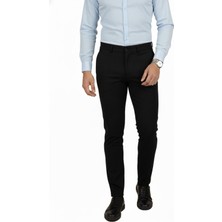 Rizzup Siyah Dar Kesim Beli Lastikli Çizgi Dokulu Likralı Erkek Pantolon – Şık & Konforlu Tasarım 2600700