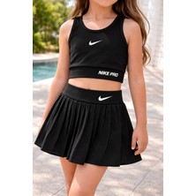 Uğur Bebe Full Licralı Dalgıç Kumaş Esnek Şort Etekli Kız Çocuk Crop Mayo Takım(Günlük ve Havuzda)