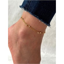 Hercy Altın Kaplama Top Halhal | Gold Top Top Halhal | Gold Zincir Halhal