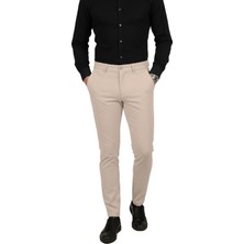 Rizzup Bej Dar Kesim Beli Lastikli Çizgi Dokulu Likralı Erkek Pantolon – Şık & Konforlu Tasarım 2600700
