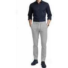 Rizzup Erkek Gri Esnek Kumaş Slim Fit Beli Lastikli Günlük Spor Pantolon 2601070