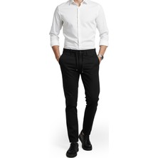 Rizzup Erkek Siyah Esnek Kumaş Slim Fit Beli Lastikli Günlük Spor Pantolon 2601070