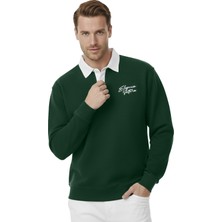 Rizzup Erkek Yeşil Relax Fit Içi Polarlı Polo Yaka Sweatshirt – Pamuklu Kalın Sweatshirt 2600762