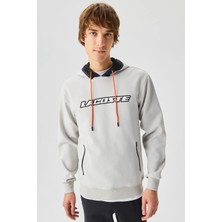 Lacoste Regular Fit Ayarlanabilir Kapüşonlu Baskılı Gri Erkek Sweatshirt