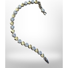 Versein Atelier Zirkon Taşlı Kalp Detaylı Çift Renk Bileklik