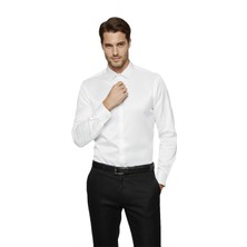 Rizzup Beyaz Slim Fit Erkek Gömlek Kolay Ütülenen Nefes Alan Kumaş, Dört Mevsim Şıklık 2608515